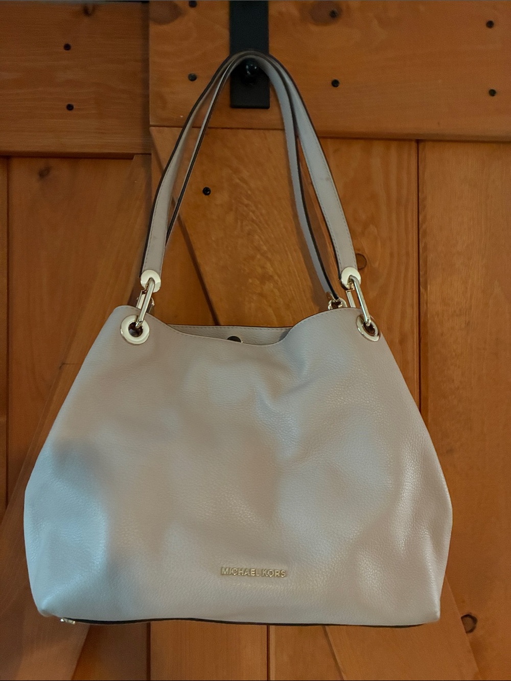 Michael Kors Light Pink/ Cream Pebbled Leather Shoulder Bag